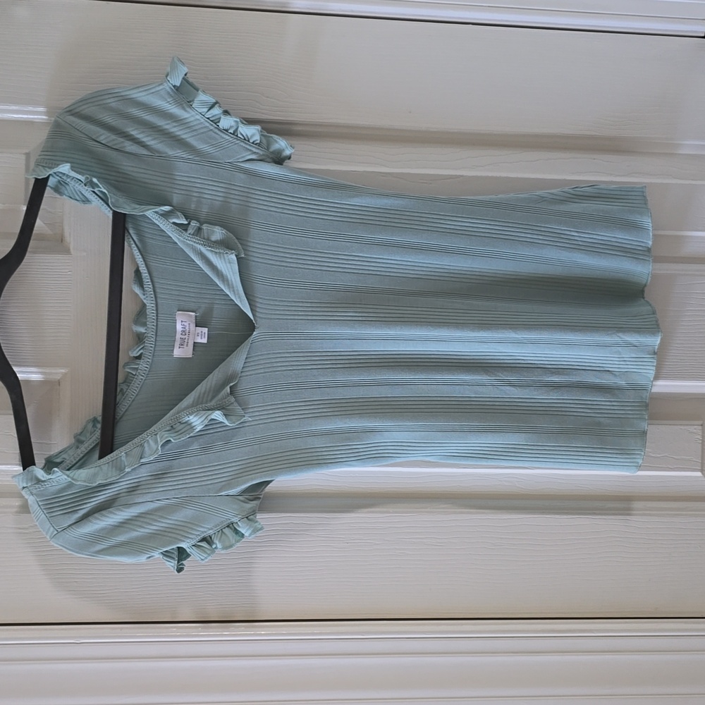 TRUE CRAFT WOMEN'S JUNIOR SHORT SLEEVE MINT GREEN  SUMMER RIBBED TOP SIZE XS